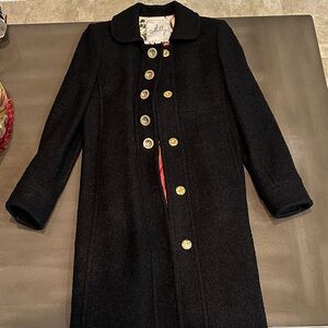 Milly Black Coat with Gold Accents Size 6